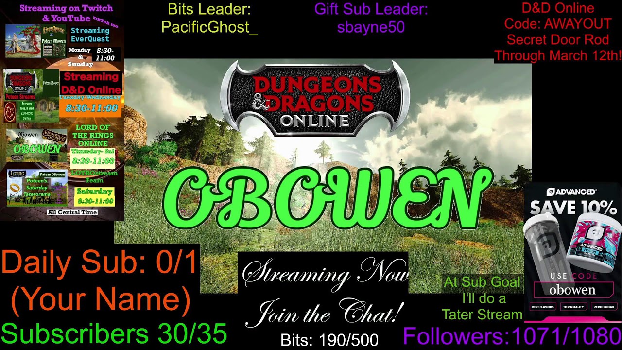 Poteen OBowen playing DDO, *Thrane* Hanging with @taverntails (Controller G7Pro GameSir)