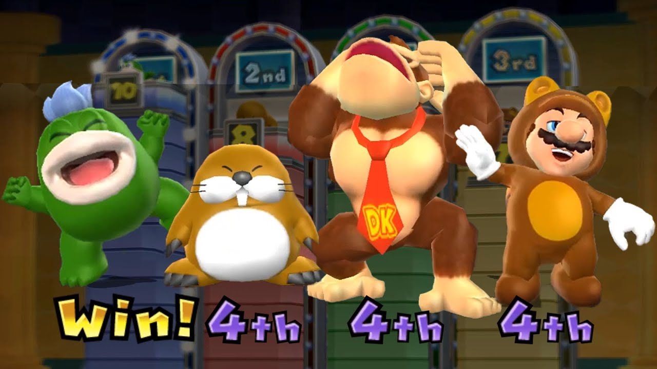 Mario Party 9 Step It Up - Spike Vs Monty Mole Vs Donkey Kong Vs Mario