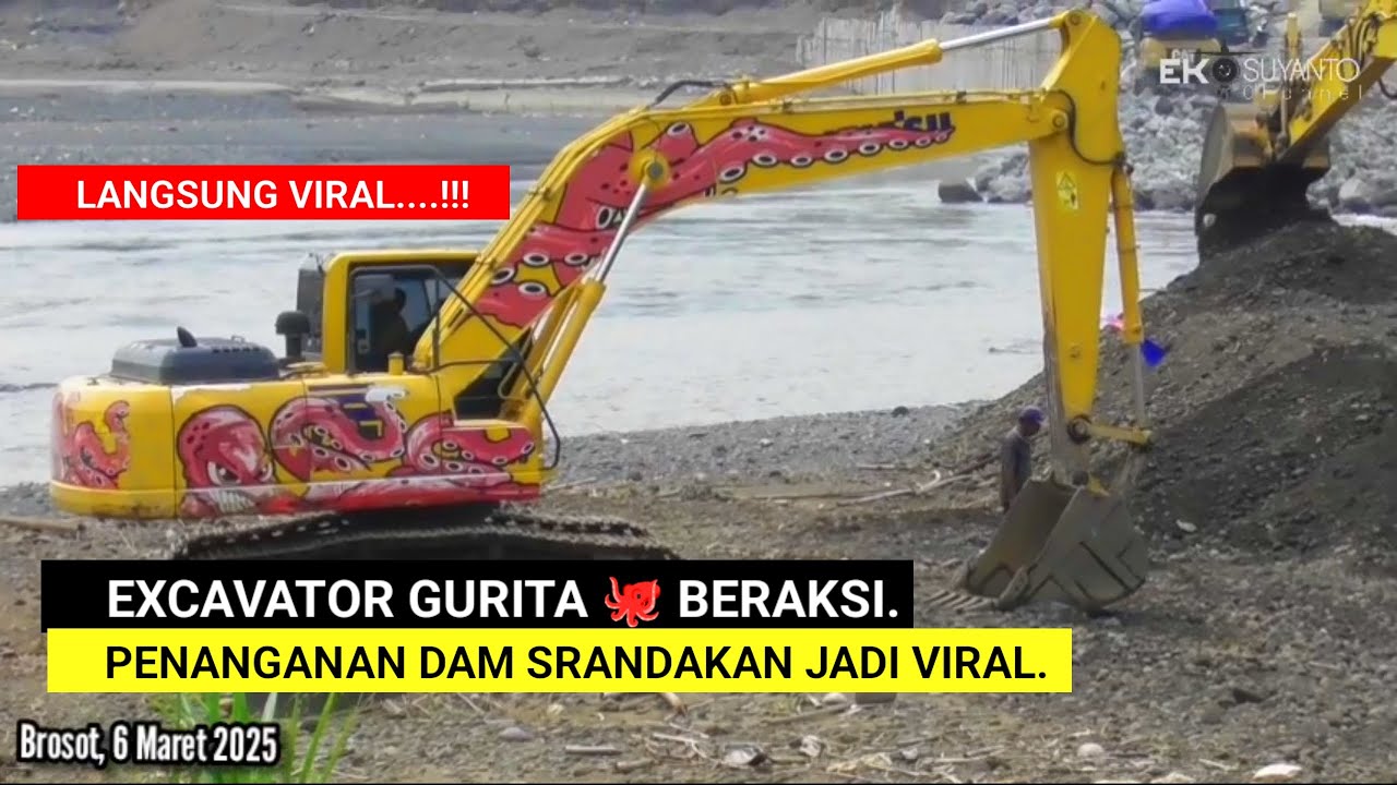 🐙 EXCAVATOR GURITA beraksi Penanganan Dam Srandakan jadi viral ‼️
