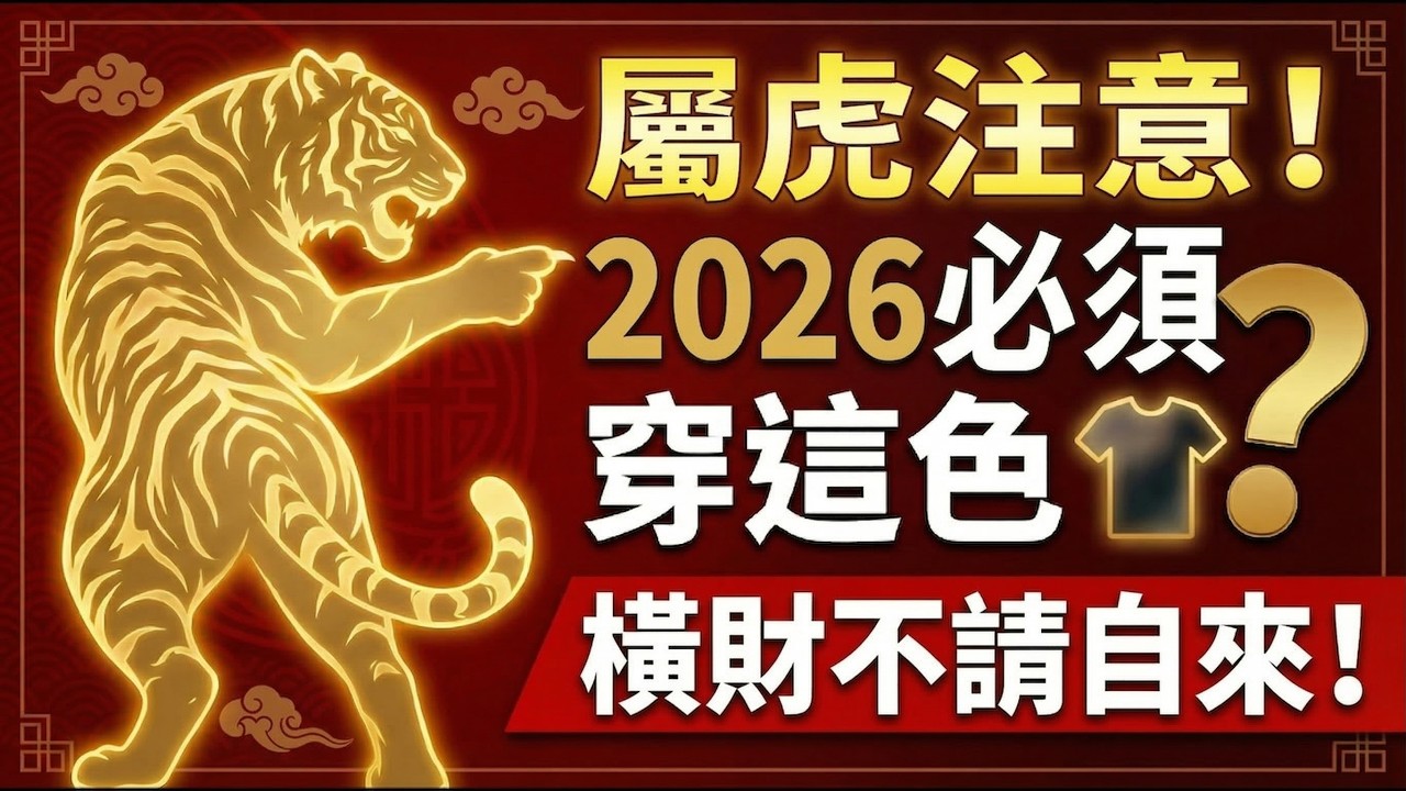 生肖虎注意！2026年馬年，你的偏財旺！一定要多穿這顏色，讓你橫財有驚喜！#2026生肖虎運勢 #屬虎財運 #偏財運 #招財顏色 #橫財爆發 #屬虎2026運勢 #轉運顏色 #幸運顏色 #生肖虎