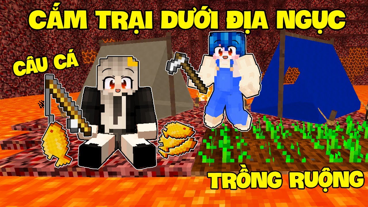 SAMMY THỬ THÁCH 24H CẮM TRẠI DƯỚI ĐỊA NGỤC CÙNG PHONG CẬN TRONG LÀNG HERO TEAM MINECRAFT