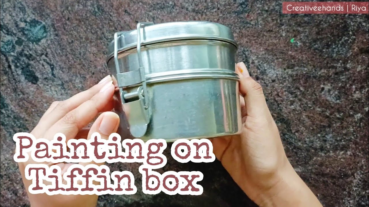 Hand painted steel Tiffin | Painting Tiffin box | Painting on tiffin box | Utensils Painting