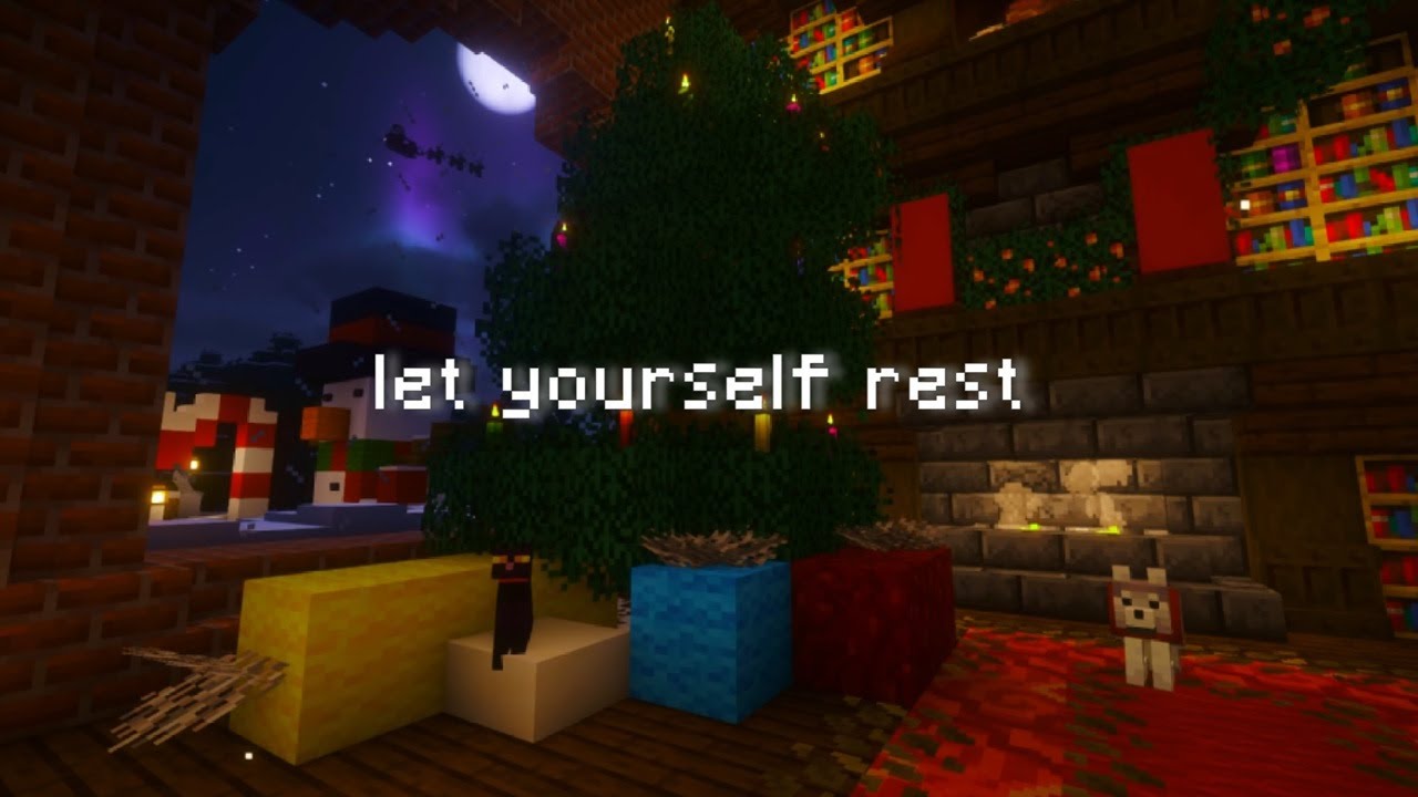 its cozy and peaceful here next to the fire with Minecraft music and crackling fire