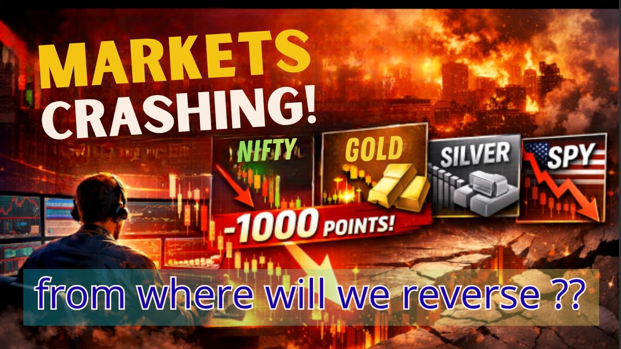 300+ Point Gap Down in Nifty | How Far Can Markets Fall? | Nifty, Gold, Silver & SPY Analysis