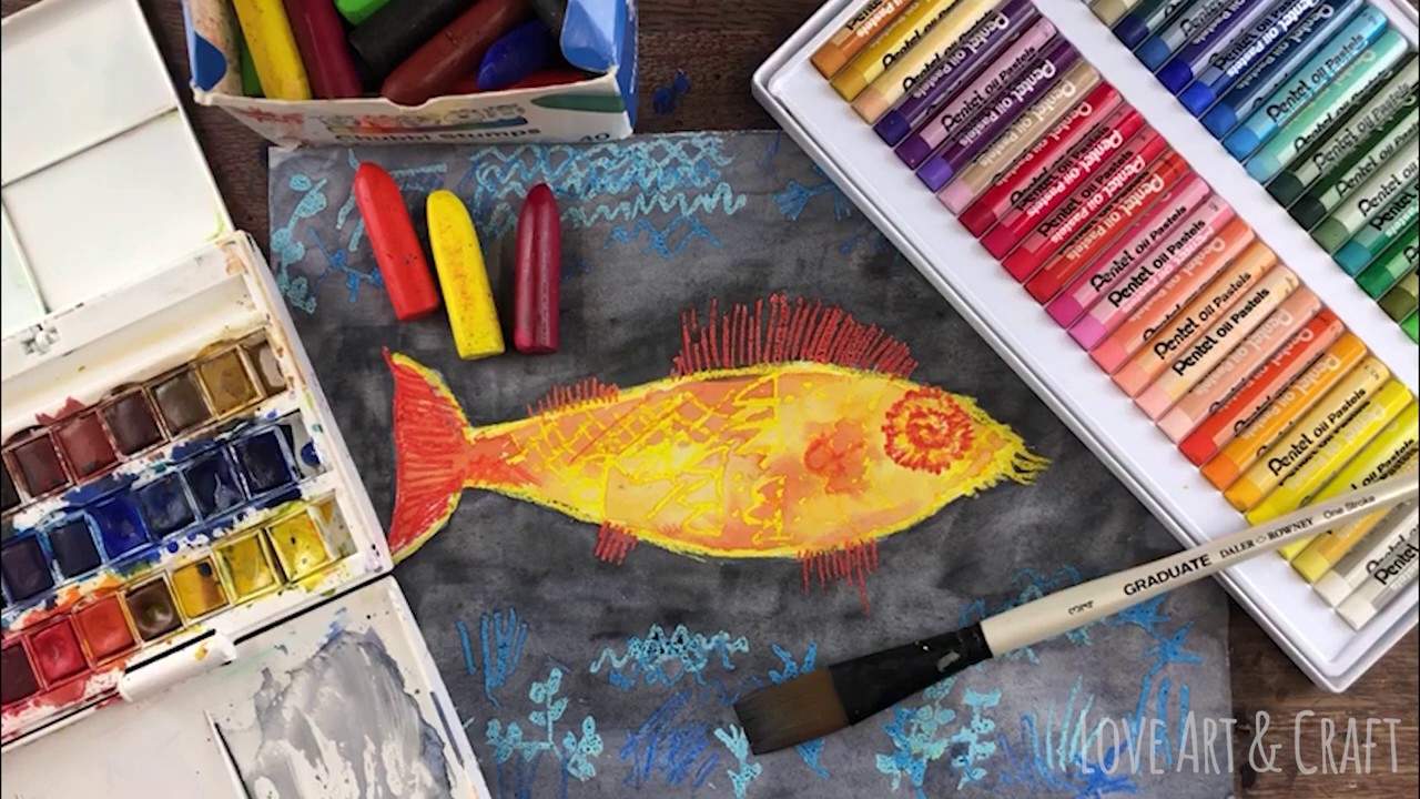 Paul Klee Fish - Oil Pastel & Watercolour Resist Tutorial