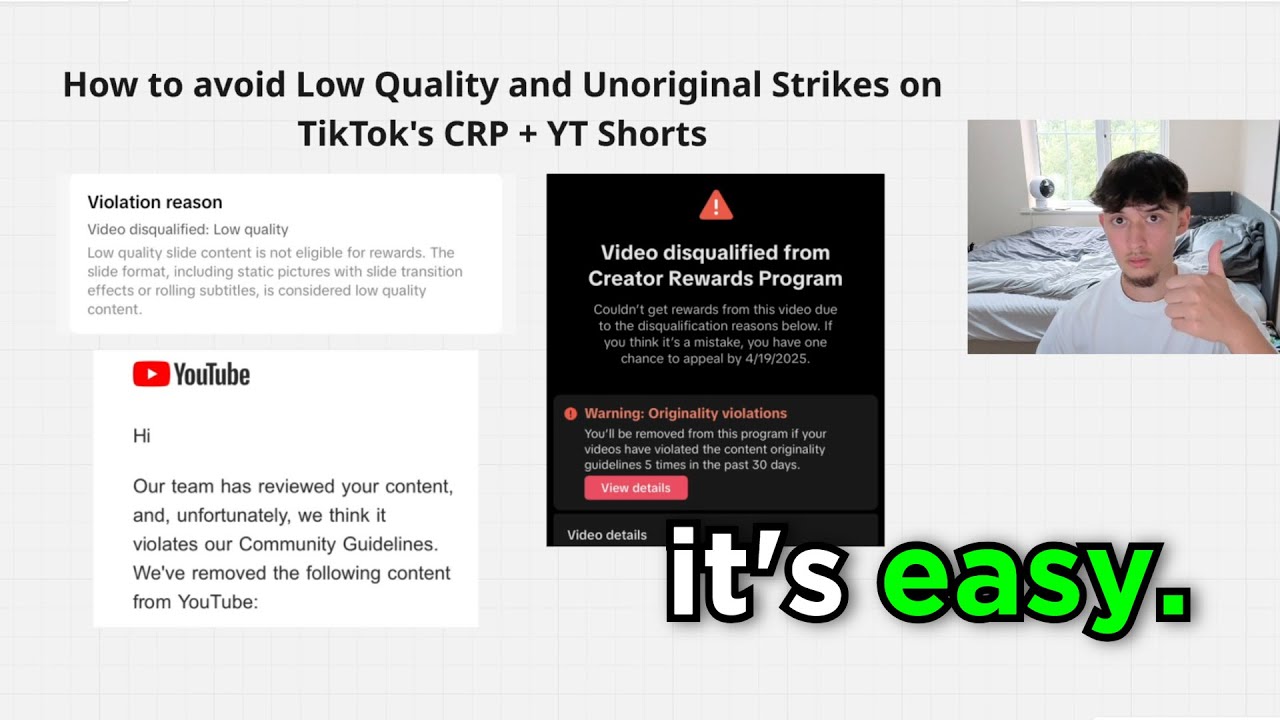 how to fix low quality and unoriginal issues on tiktok & yt shorts