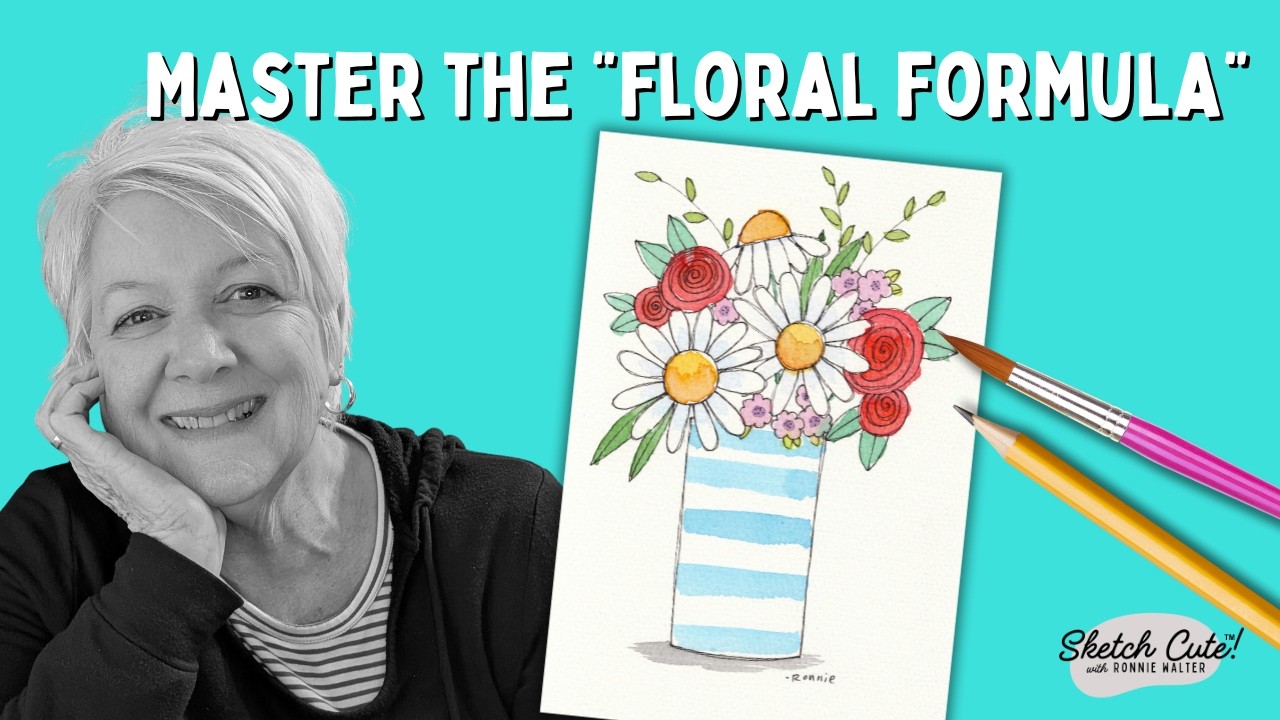 Draw & Paint Cute Floral Art using the Floral Formula from Ronnie Walter, creator of Sketch Cute™!