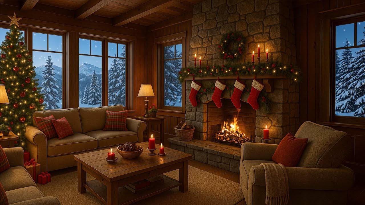 Cozy Christmas Jazz 🎄 Fireplace Ambience, Snowfall & Relaxing Holiday Music | 6 Hours