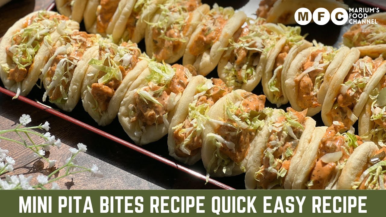 Mini Pita Bites with chicken filling | Mini pita bread  recipe