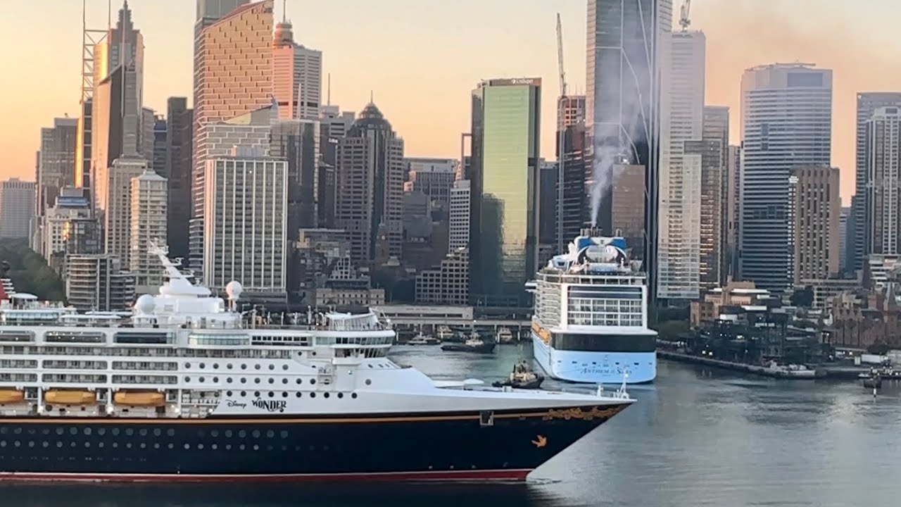 Cruise Ships Anthem of the Seas and Disney Wonder arrive together January 8