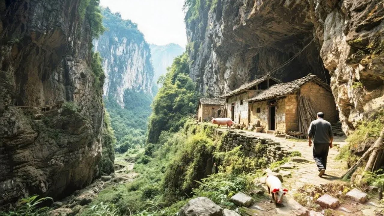徒步两小时深山探访古村寨，村子建在峡谷内，真是个桃源仙境！【乡村阿泰】