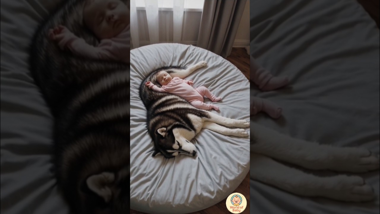 Guarded by Love: Baby & Husky in Perfect Peace 🐾💤 #baby #sleep #husky