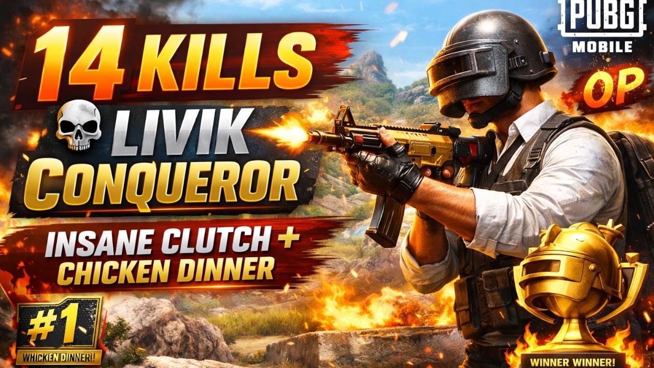 14 Kills Livik Conqueror Gameplay 🔥 | Insane Clutch + Chicken Dinner 🏆 | PUBG Mobile || 4T THARKI YT