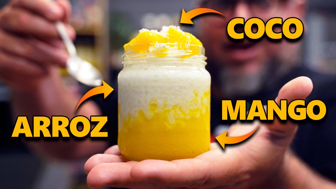 POSTRE fácil en vaso ¡Receta Thai! Con LECHE de coco y MANGO (SIN LACTOSA)