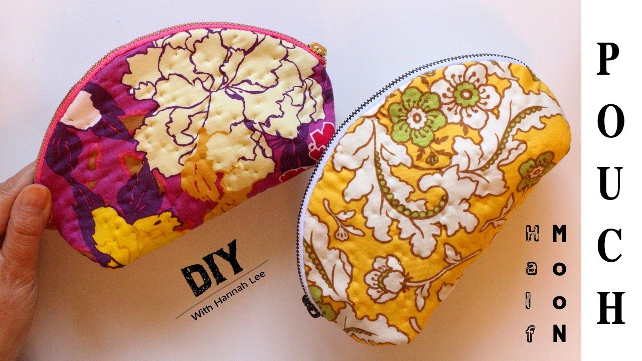 How to make a pouch/Half Moon Zipper pouch/Making pattern/Hand Sewing