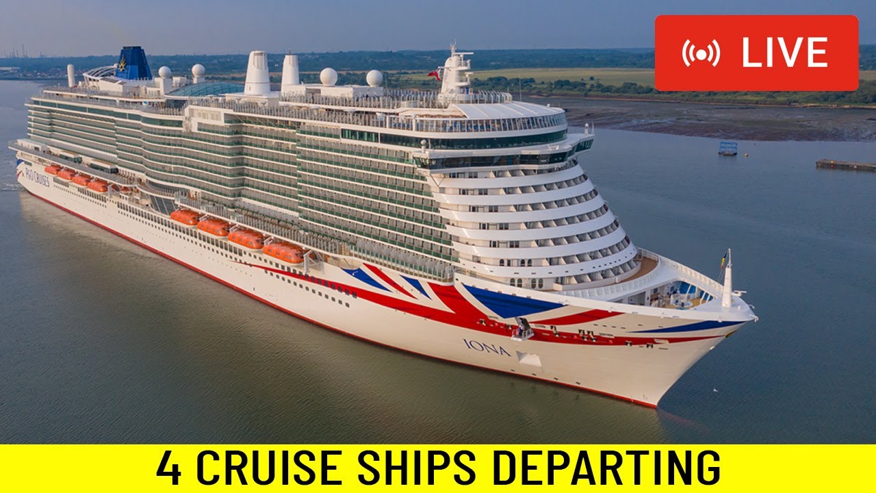 SHIPS TV - Iona, MSC Victuosa, Celebrity Apex & Aurora Depart Port of Southampton (LIVE)
