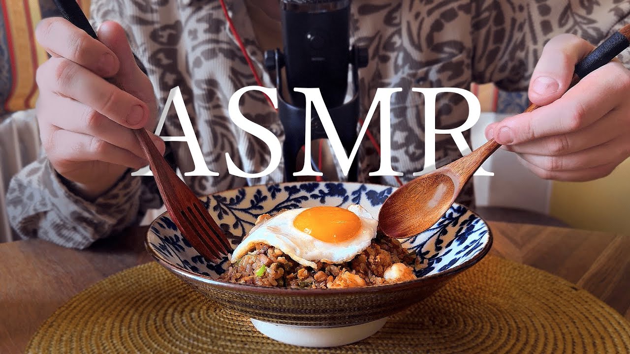 ASMR Cooking & Eating Fried Rice | Close Up Whispering