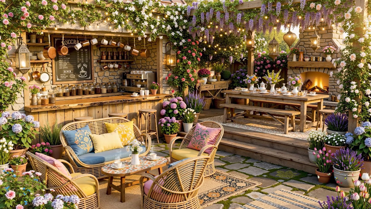☕🌸 Cozy Garden Jazz Vibes | Smooth Spring Jazz with Natural Bird Sounds for Stress Relief 🎷🐤
