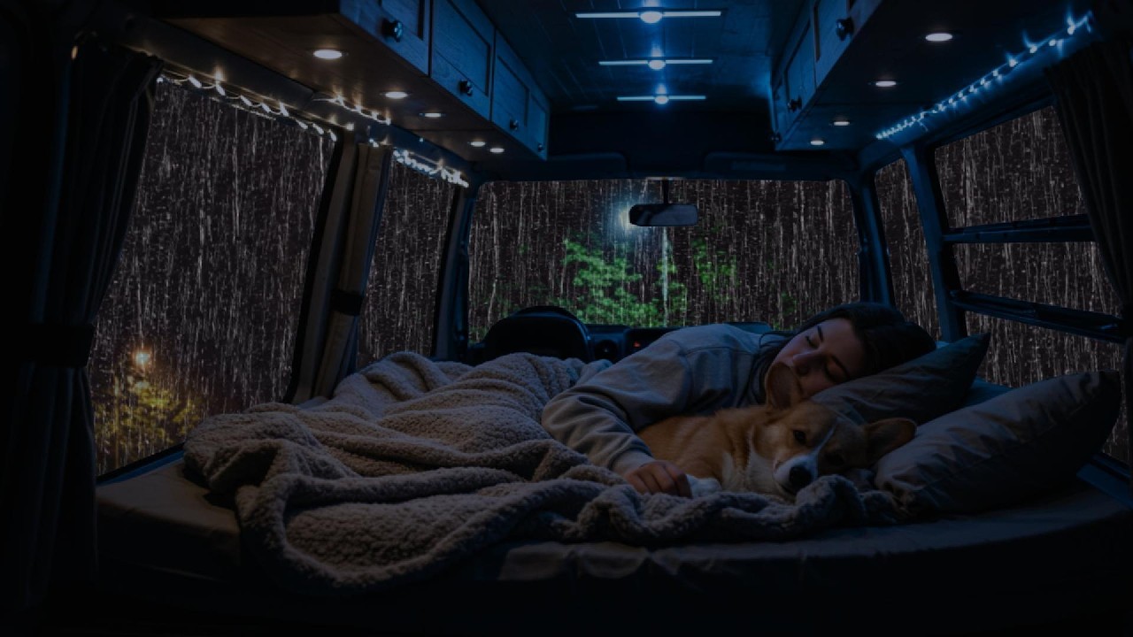 Relaxing Rain & Thunder on Cozy Car ⛈️ Deep Sleep Sounds for Anxiety Relief & Calm Night Ambience