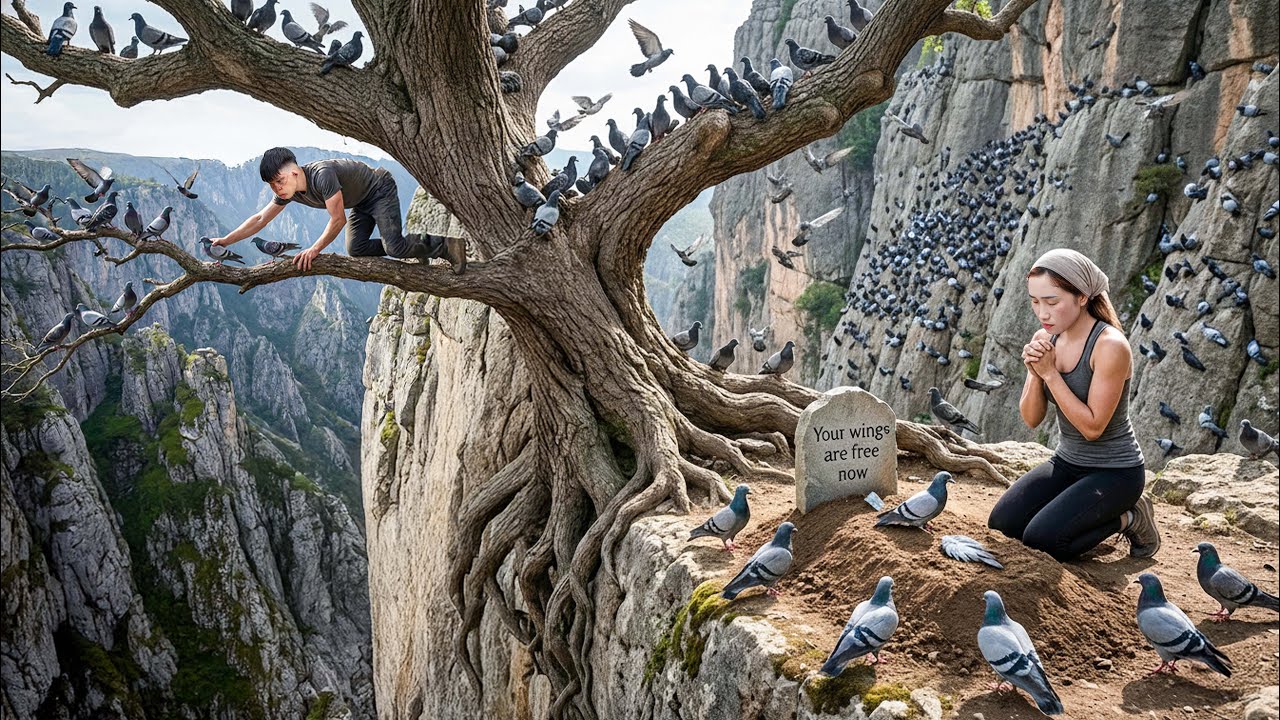 Brave Boy Risks His Life Harvesting Pigeon on Cliff | Final Farewell to Black Pigeon