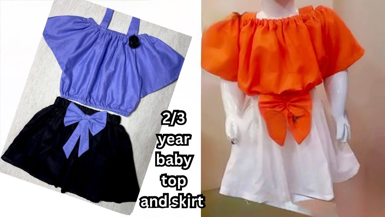 Baby top and skirt with leftover fabric/2/3 baby top aur skirt design/baby top/baby skirt
