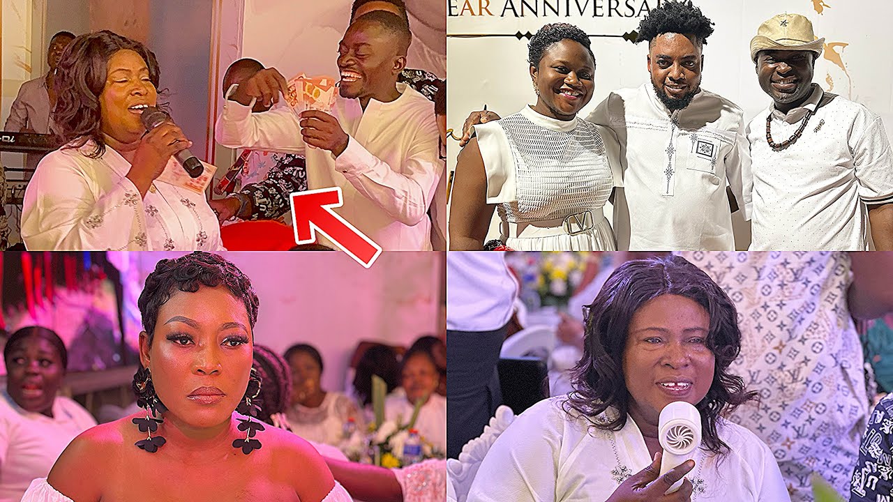 Lilwin Spray cash on mama Esther at One year anniversary celebration of Madam Sophia Adwoa Serwaa