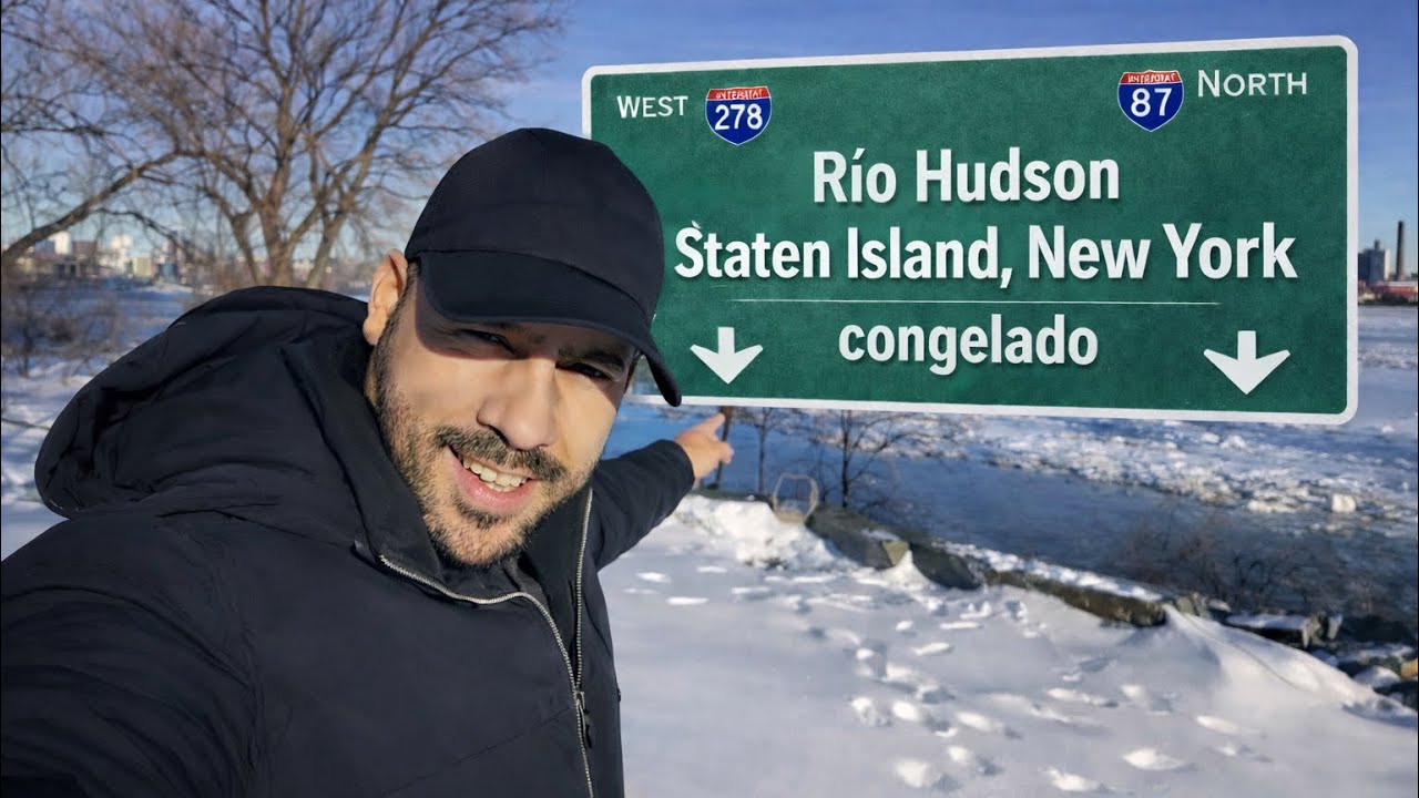 El Río Hudson Congelado! 🧊❄️ Frío Extremo en Staten Island, New York