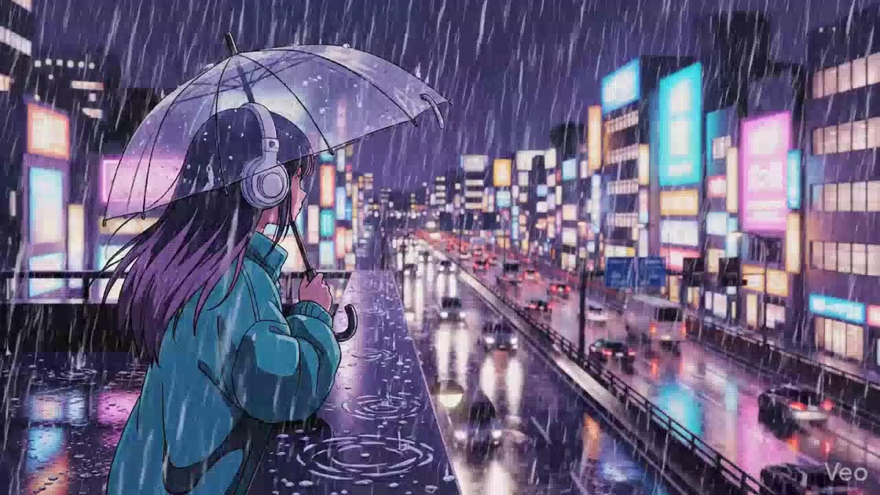 Night Rain Ambience 🌧️ Japanese Neon City Lofi