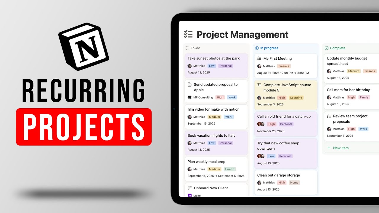 Как настроить повторяющиеся проекты в Notion (3 метода)