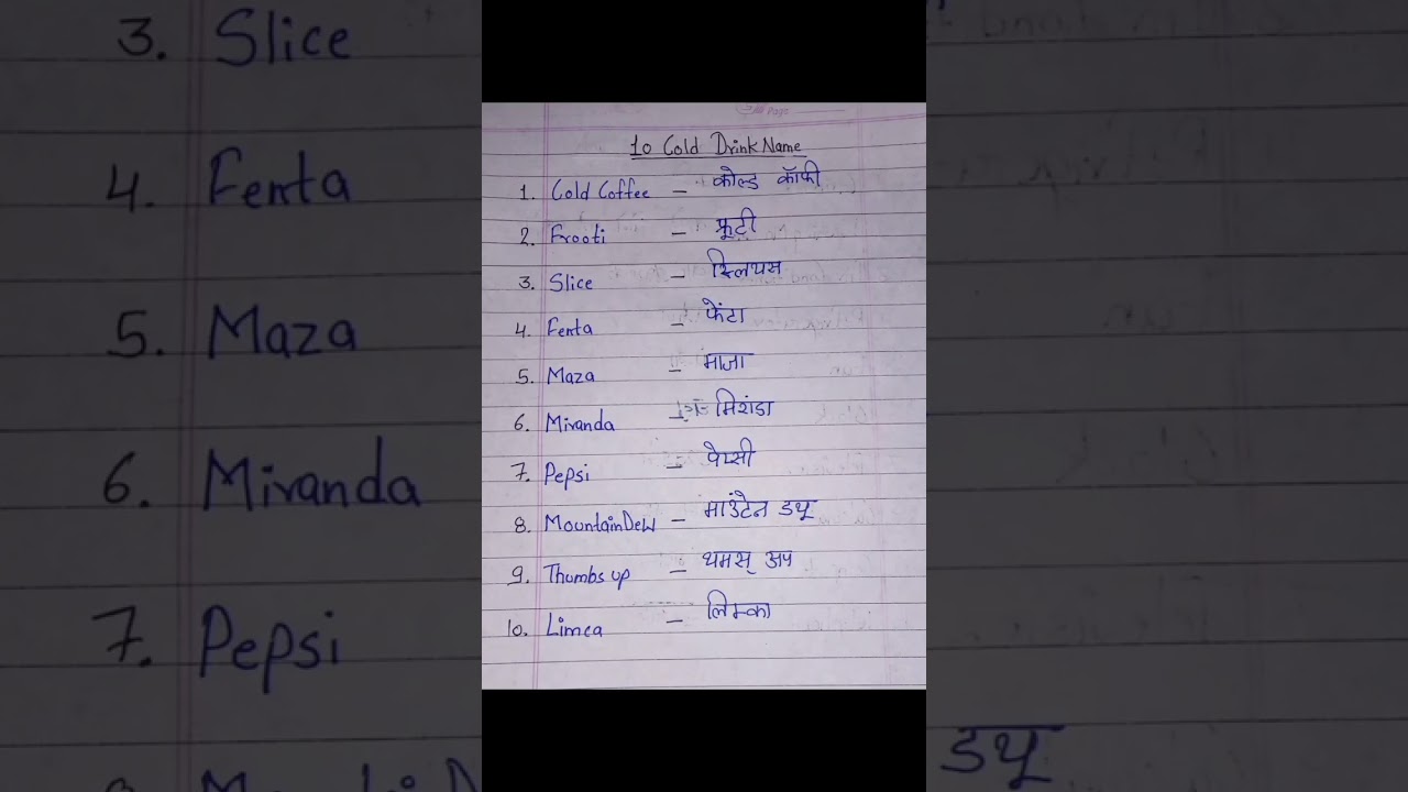 10 ColdDrink Name in English and Hindi @SmartEducationbyRonak5 @YouTube #youtubeshort #education