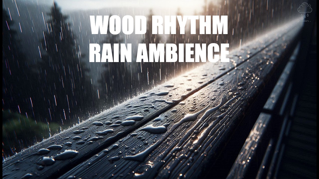THOUGHTS TURN QUIET ⛈️ Heavy Rain on a Dark Wooden Rail • 4K Storm Texture Ambience