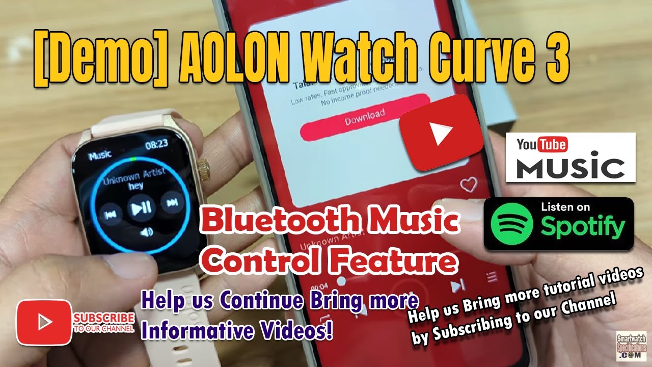 [Demo] AOLON Watch Curve 3 Smartwatch - Bluetooth Music Control Function 