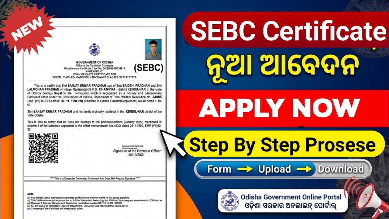 SEBC Certificate Apply Online Odisha | Caste Certificate  Apply Online | Cast Certificate  (Odisha)