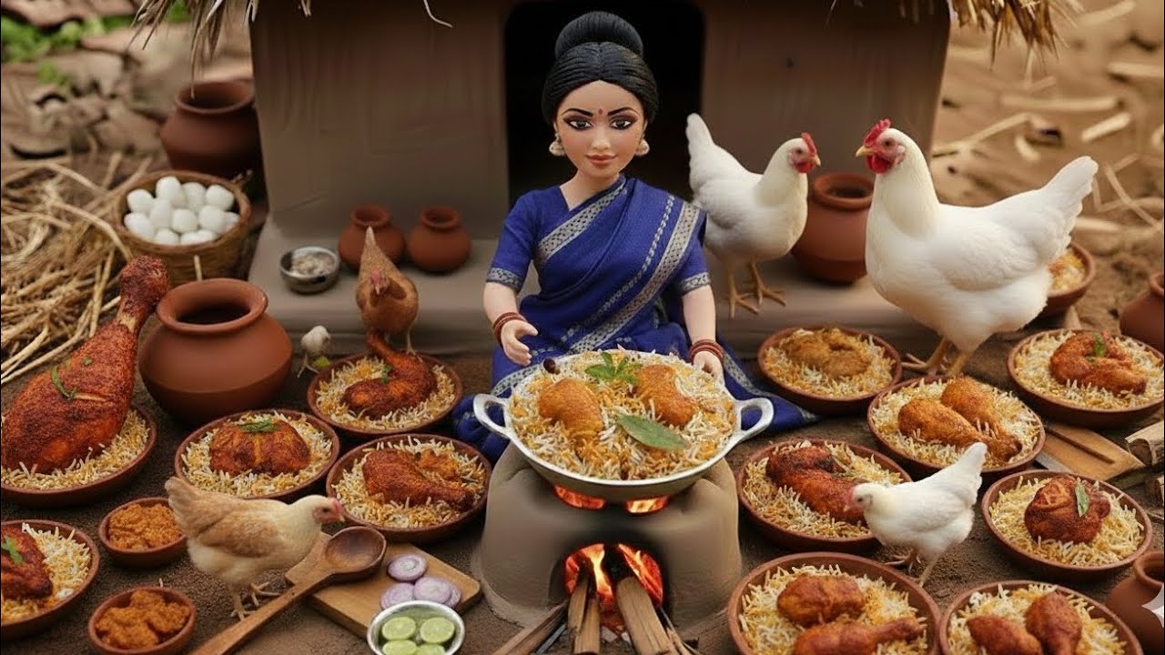 Miniature Doll Chicken Biryani Cooking ASMR 🍗 | Tiny Indian Village Kitchen Recipe | 