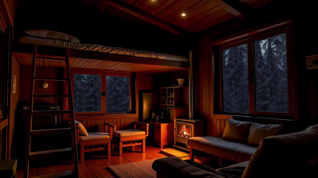 Gentle Rain and Crackling Fireplace Sounds for Deep Sleep | Stress Relief and Cozy Night Relaxation