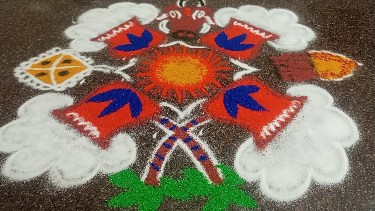 🌹Pongal pot rangoli🌹sankranthi muggu🌹easy tredistional rangoli
