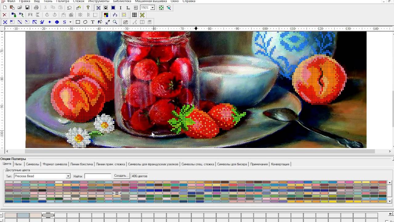 Как подобрать бисер к схеме для вышивания на ткани в Pattern Maker