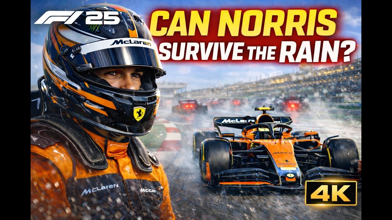 Can Lando Norris Survive Heavy Rain? | McLaren MCL39 Abu Dhabi GP 2025 | 100% Race – F1 25 Wheel Cam