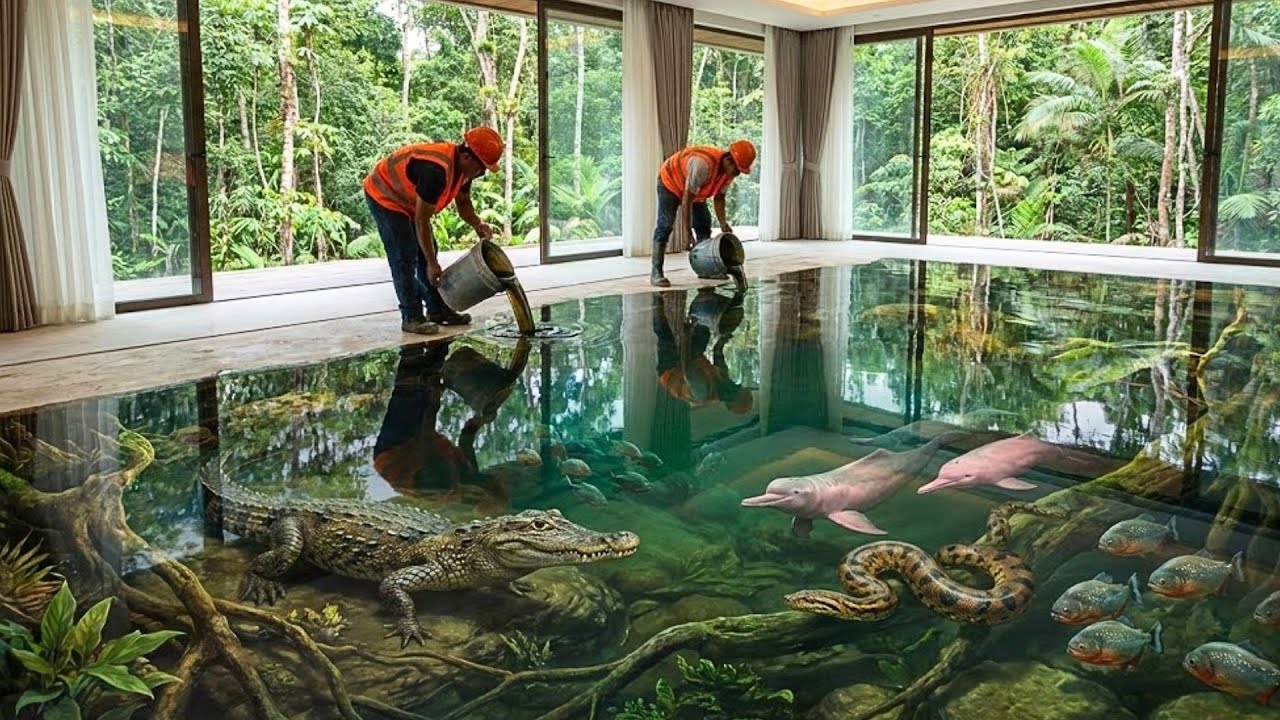 Top 13 Detailed Amazon River Epoxy Floors Featuring Dark Water Effects and Exotic 3D Wildlife