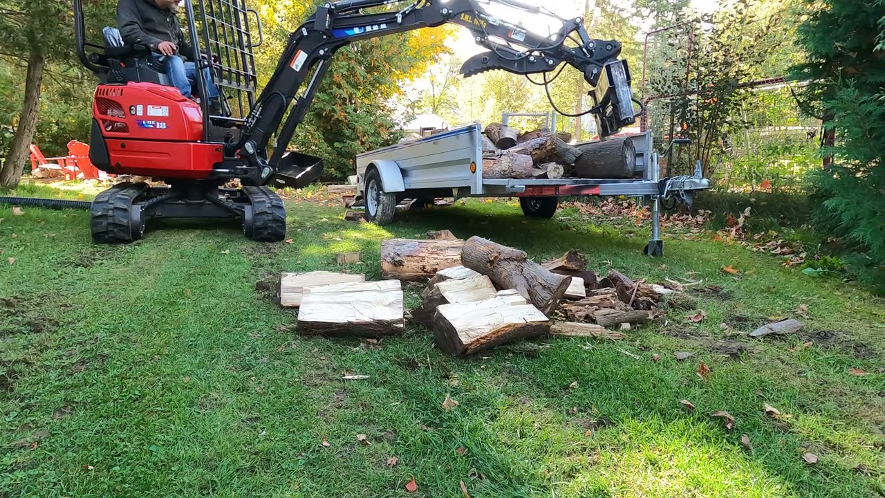 mini excavator with wood splitter