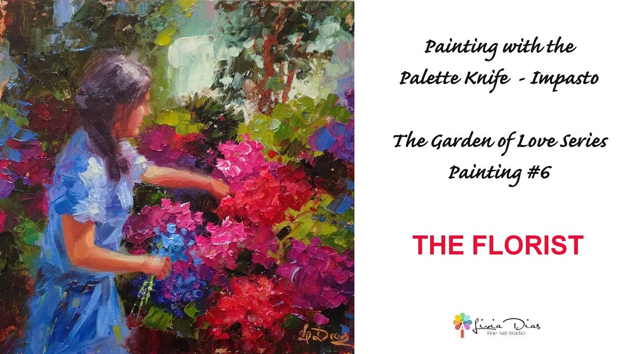 Painting Flower Garden with a Palette knife - 