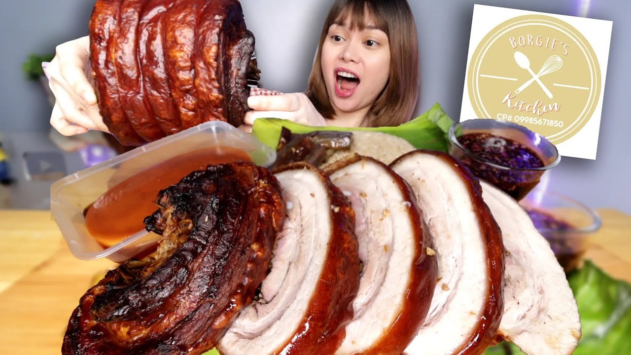 LECHON BELLY MUKBANG | super juicy at crispy!