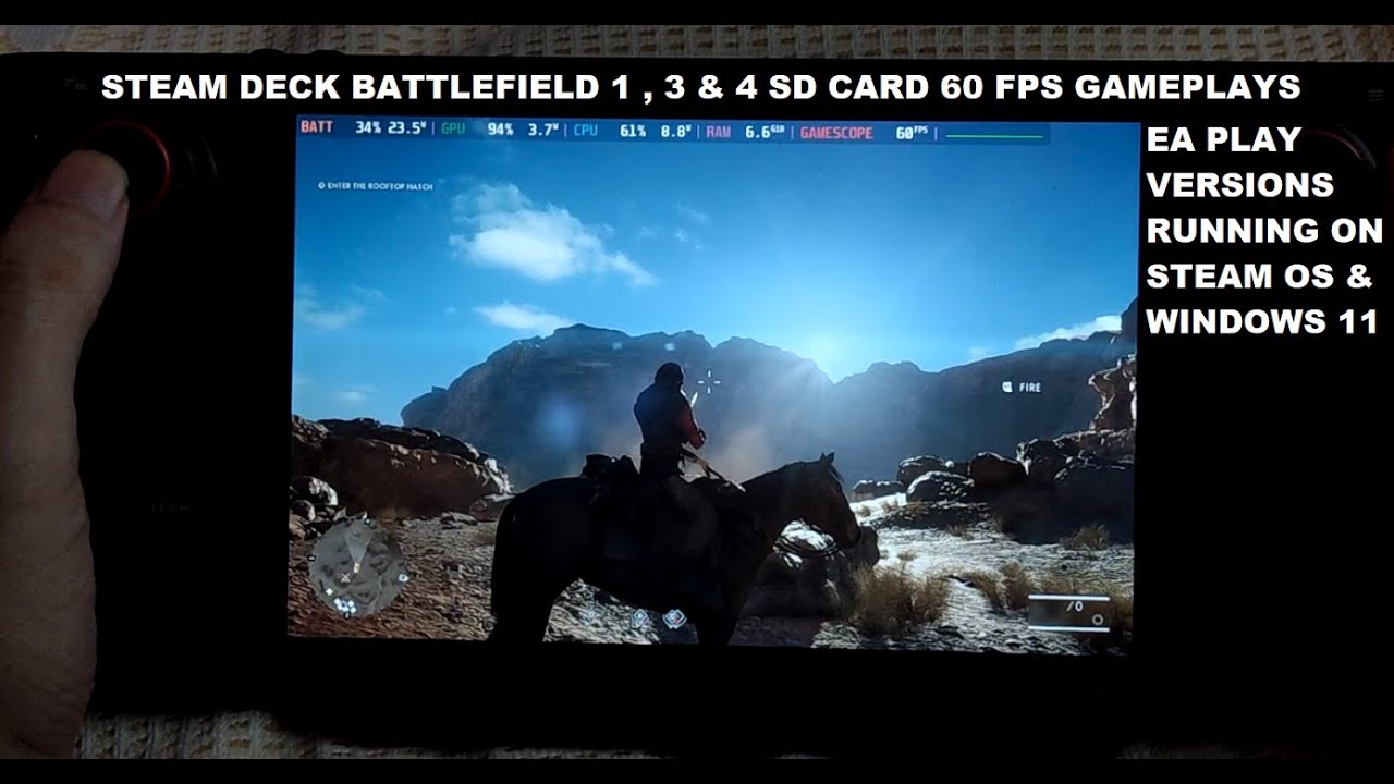 Steam Deck Battlefield 1 , 3 & 4 SD Card 60 FPS Gameplays | EA Play version on Steam OS & Windows 11