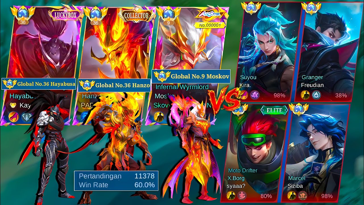 Para Top Global Bertemu Di Rank Melawan Combo Marcel! Gila Ngeri Banget! (11K Match Hanzo Di Tim)☠️💀
