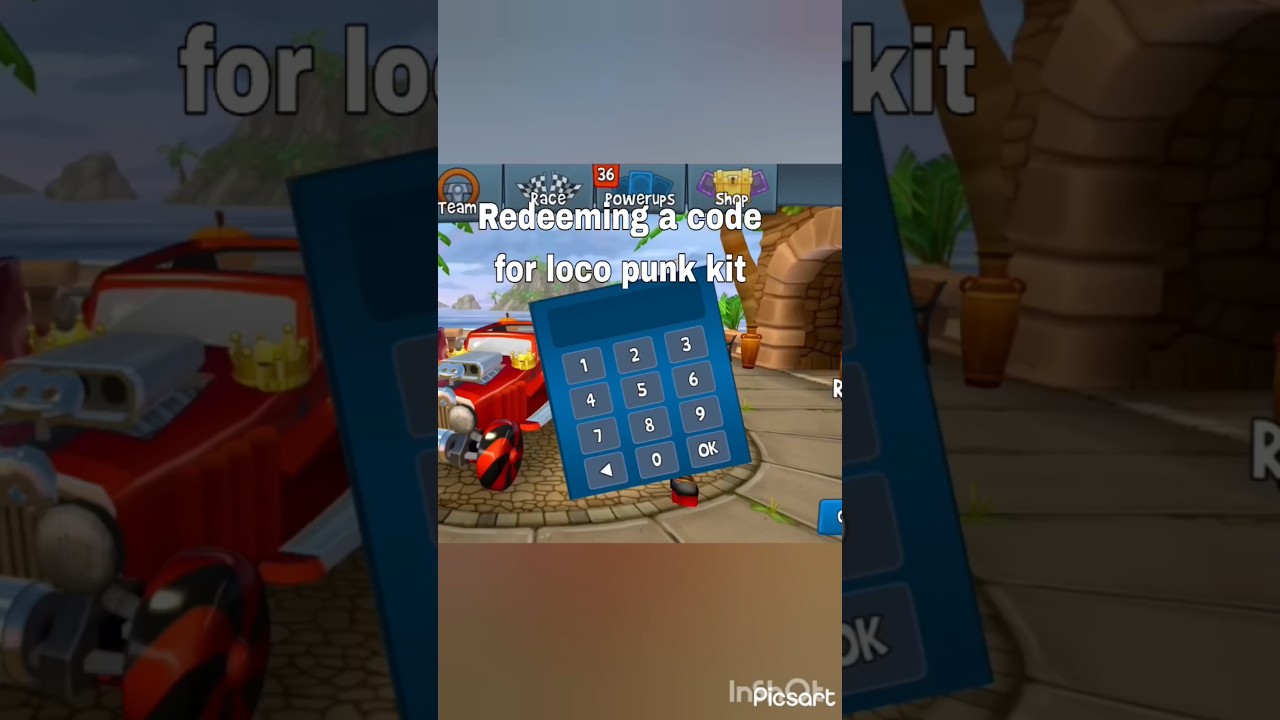 Redeeming a code for loco punk kit in beach buggy racing 2