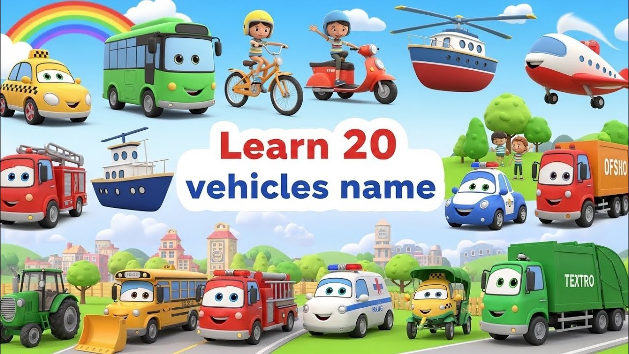 Learn 20 vehicles name in english | #educationalvideos cuckoocanopy