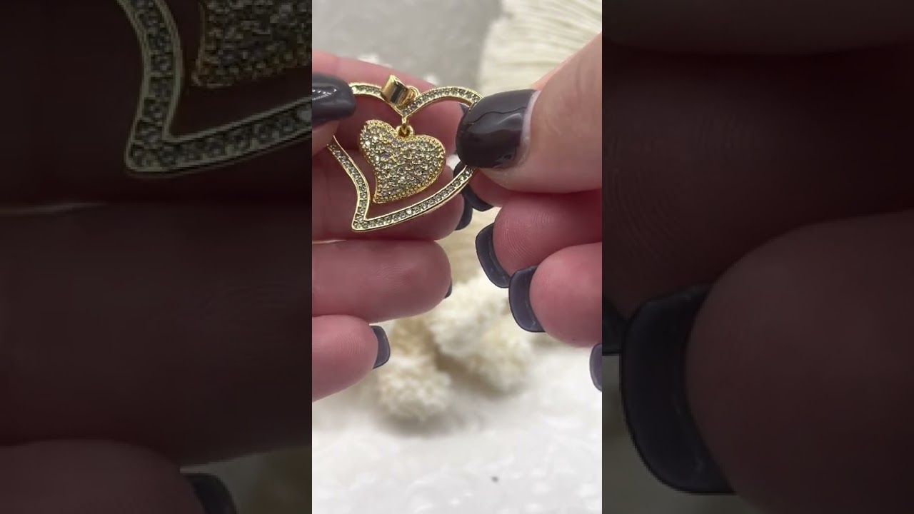 Bling By A - Gold Heart Charms with Clear CZ