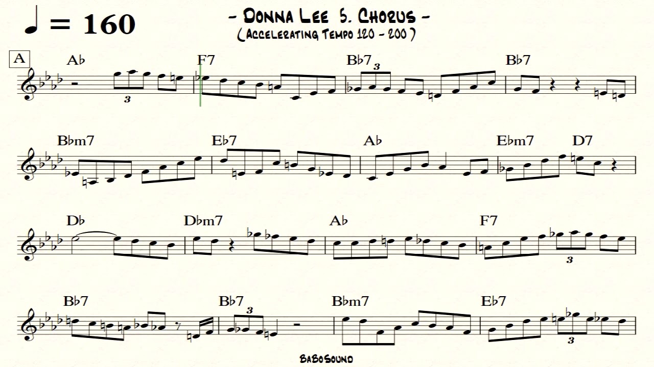 Donna Lee Backing Track (Accelerating Tempo 120-200)