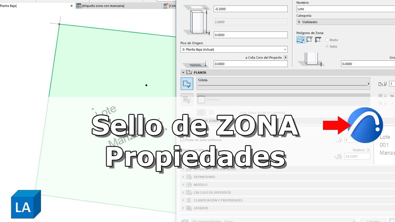 #ARCHICAD  Sello de ZONA  Propiedades
