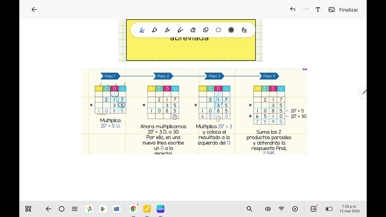 Multiplicación  en el conjunto de números naturales   